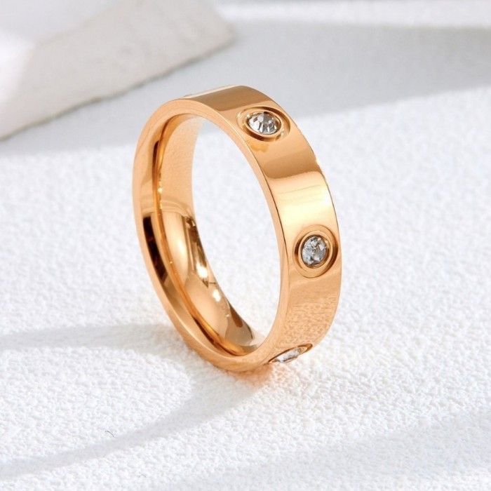 Hot-selling Fashion Personalized Six-stone Ring, Titanium Steel, Non-fading, Classic and Versatile, Unique Niche De...