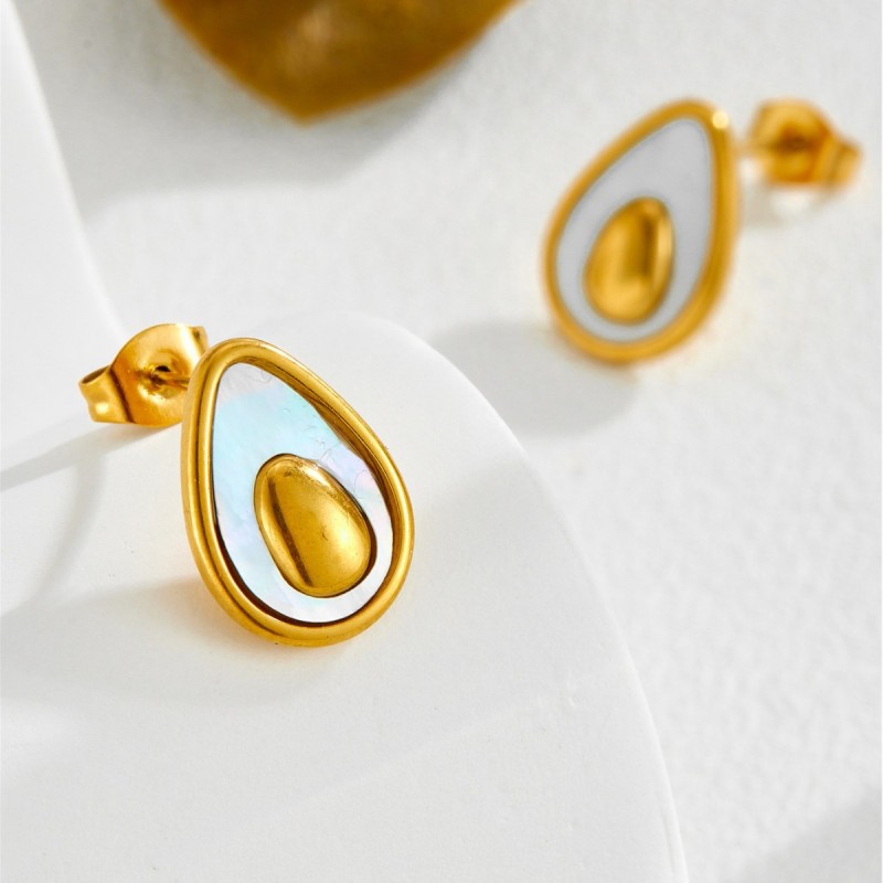 British-style avocado jewelry set for women, necklace and earrings, non-fading, wholesale jewelry factory