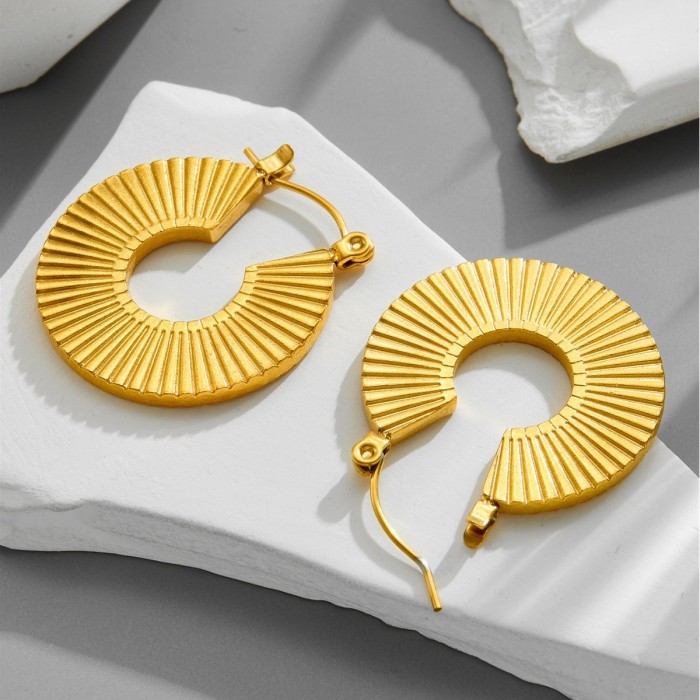 Minimalist Titanium Steel Earrings for Women, Geometric Design Hoop Earrings, 18K Stainless Steel Earrings Wholesale