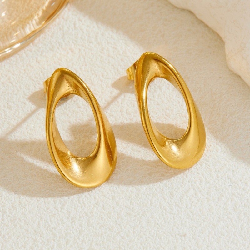 Cross-border European and American hot-selling fashion simple high-end design irregular water drop-shaped stainless steel earrings wholesale