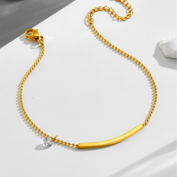 2024 New Trendy Summer Women's 18K Gold Anklet, Internet Celebrity Smile Zirconia Ins Anklet, Simple and Non-Fading