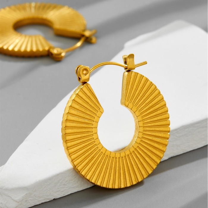 Minimalist Titanium Steel Earrings for Women, Geometric Design Hoop Earrings, 18K Stainless Steel Earrings Wholesale