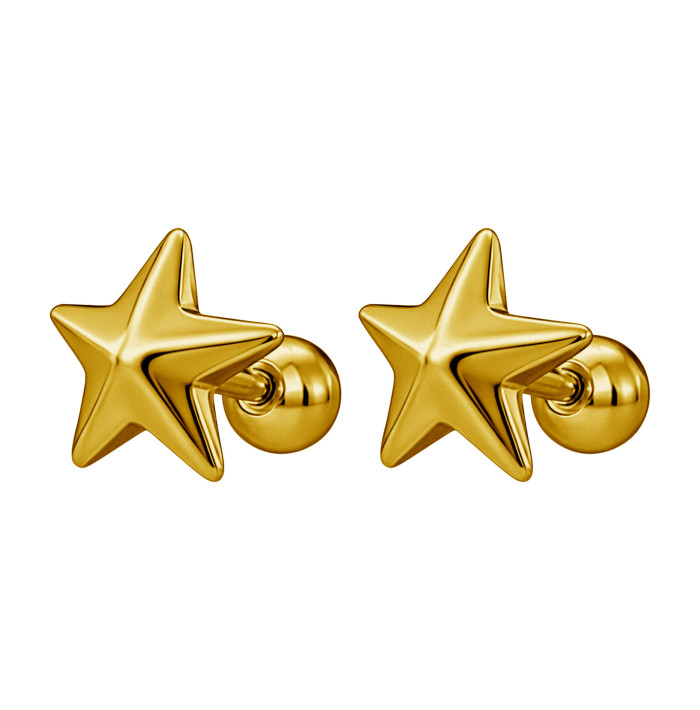 Stainless steel titanium steel pentagram earrings, simple and stylish, unisex, best-selling cross-border star earrings, personalized stud accessories