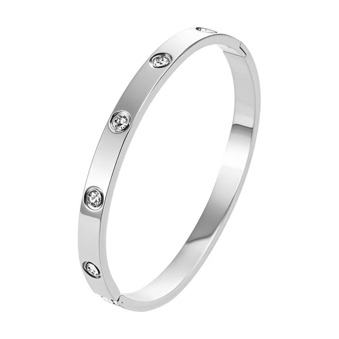 Fashionable and simple titanium steel open bracelet for women in rose gold and silver, light luxury and high-end couple's bracelet, cross-border wholesale