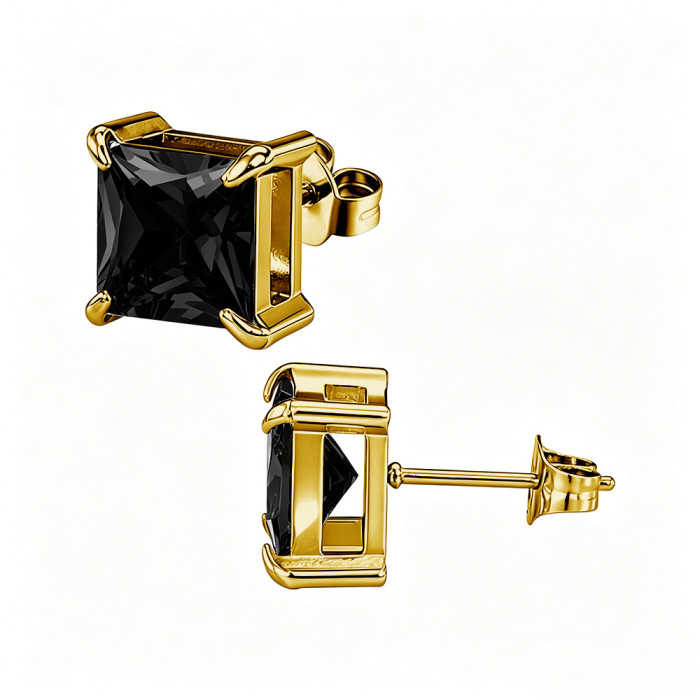 European and American style square zircon earrings, stainless steel earrings with colorful crystal decorations, women's earrings, wholesale from the source manufacturer
