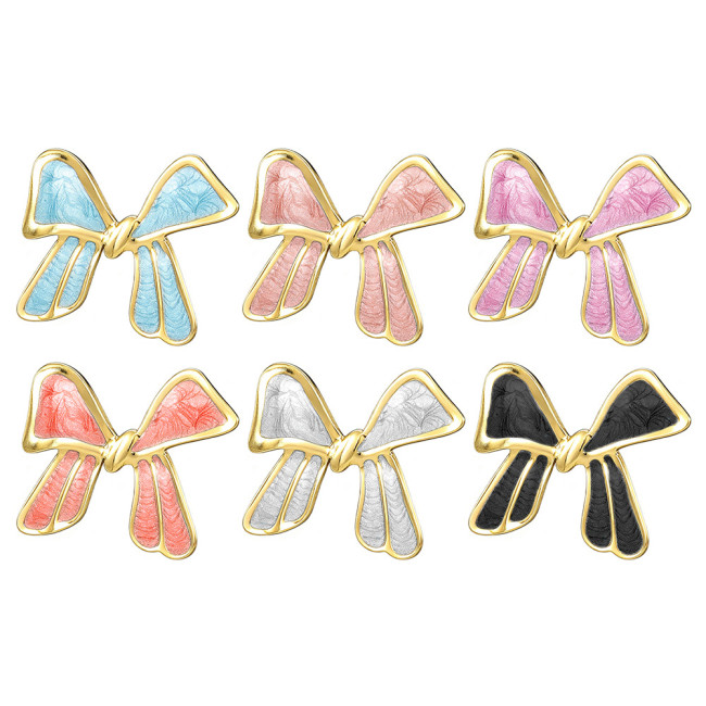 Bowknot earrings for women, gold-trimmed, macaron color series, fashionable commuter earrings, cross-border best-selling accessories