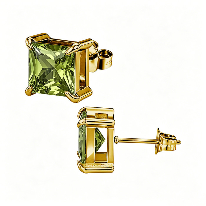 European and American style square zircon earrings, stainless steel earrings with colorful crystal decorations, women's earrings, wholesale from the source manufacturer