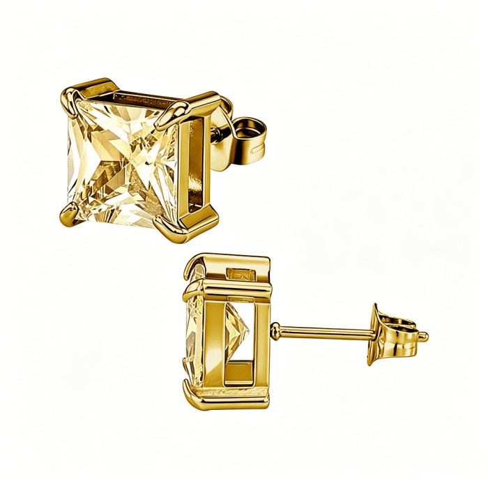 European and American style square zircon earrings, stainless steel earrings with colorful crystal decorations, women's earrings, wholesale from the source manufacturer