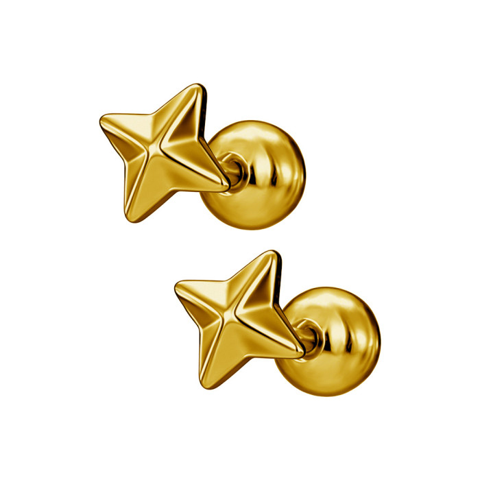 Titanium Steel Simple Ocean Style Earring Set, Unique Star-Shaped Shell Beaded Earrings, European and American Fashion Versatile Stud Earrings