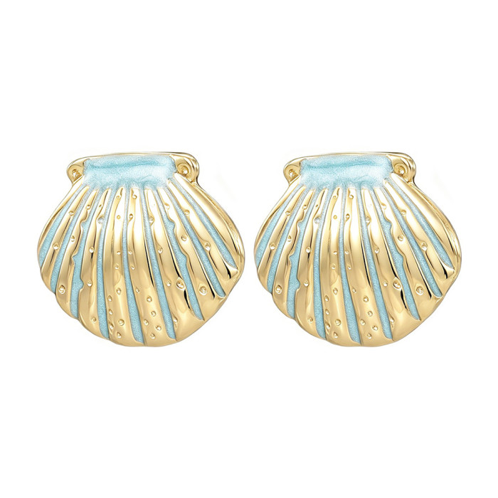 Scallop earrings for women, ocean style, 18K gold plated shell earrings, cross-border best-selling jewelry, new summer model
