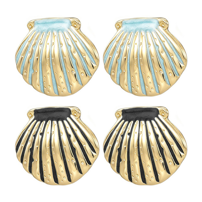 Scallop earrings for women, ocean style, 18K gold plated shell earrings, cross-border best-selling jewelry, new summer model