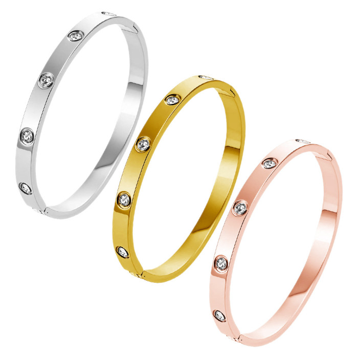 Fashionable and simple titanium steel open bracelet for women in rose gold and silver, light luxury and high-end couple's bracelet, cross-border wholesale