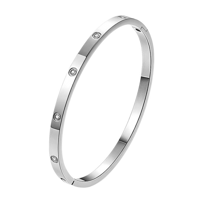 Fashionable and simple titanium steel open bracelet for women in rose gold and silver, light luxury and high-end couple's bracelet, cross-border wholesale
