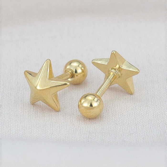 Stainless steel titanium steel pentagram earrings, simple and stylish, unisex, best-selling cross-border star earrings, personalized stud accessories