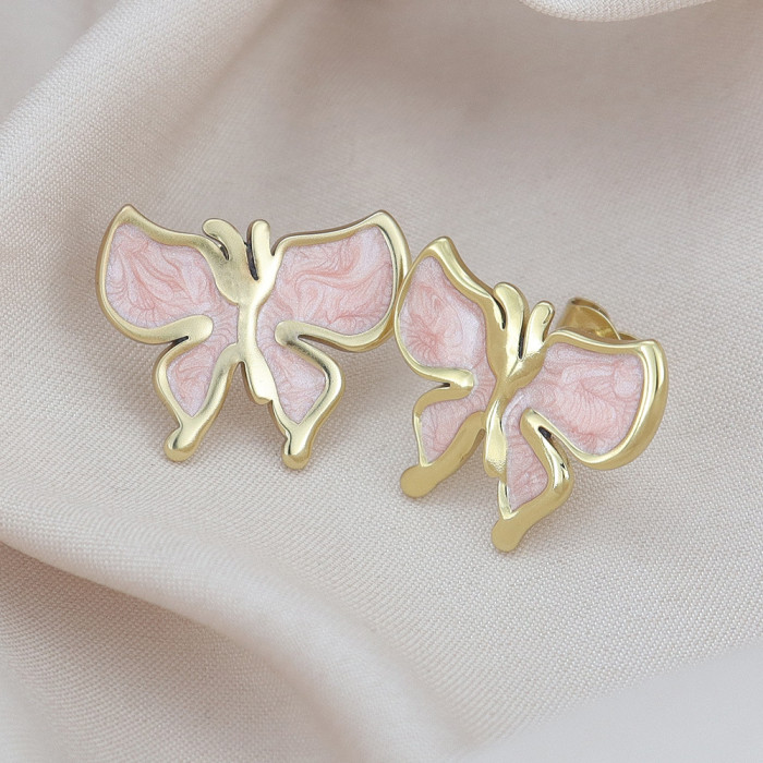 Butterfly earrings for women, niche design, light luxury, fashionable and high-end earrings, titanium steel earrings, simple, unique, trendy accessories