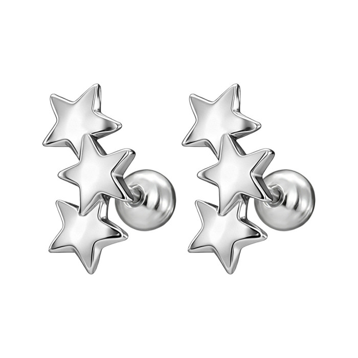 Titanium Steel Simple Ocean Style Earring Set, Unique Star-Shaped Shell Beaded Earrings, European and American Fashion Versatile Stud Earrings