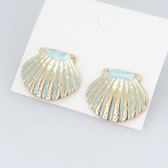 Scallop earrings for women, ocean style, 18K gold plated shell earrings, cross-border best-selling jewelry, new summer model