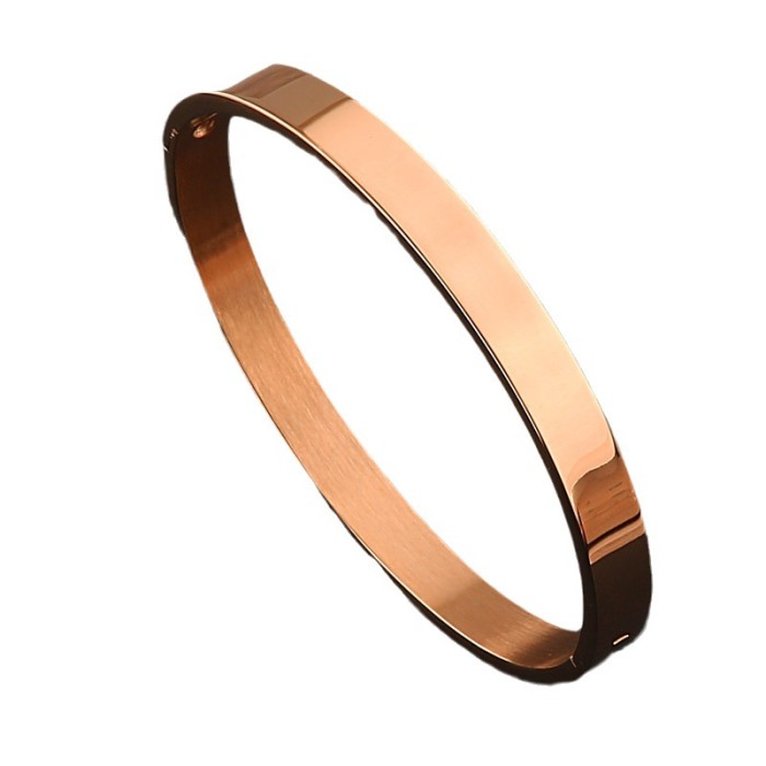 Korean and Japanese minimalist fashion open titanium steel plain ring women's flat bracelet stainless steel smooth couple's bracelet cross-border wholesale