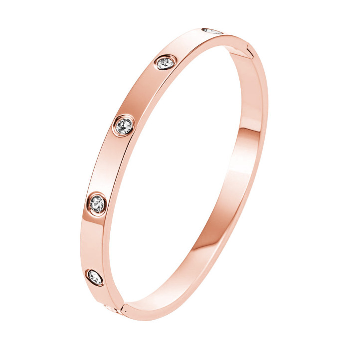 Fashionable and simple titanium steel open bracelet for women in rose gold and silver, light luxury and high-end couple's bracelet, cross-border wholesale
