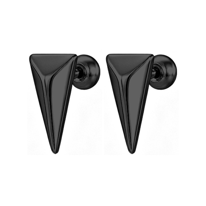 Titanium steel triangular cone earrings for men and women, trendy, cool, simple, personalized ear accessories, non-pierced magnetic ear clips, hip-hop style