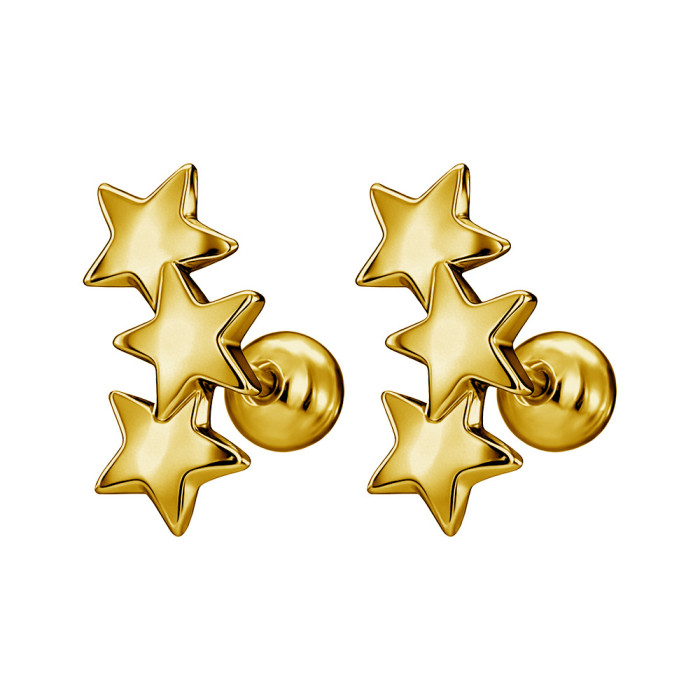 Titanium Steel Simple Ocean Style Earring Set, Unique Star-Shaped Shell Beaded Earrings, European and American Fashion Versatile Stud Earrings