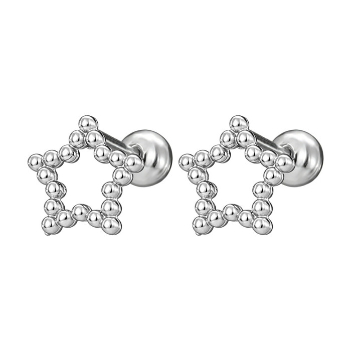 Titanium Steel Simple Ocean Style Earring Set, Unique Star-Shaped Shell Beaded Earrings, European and American Fashion Versatile Stud Earrings
