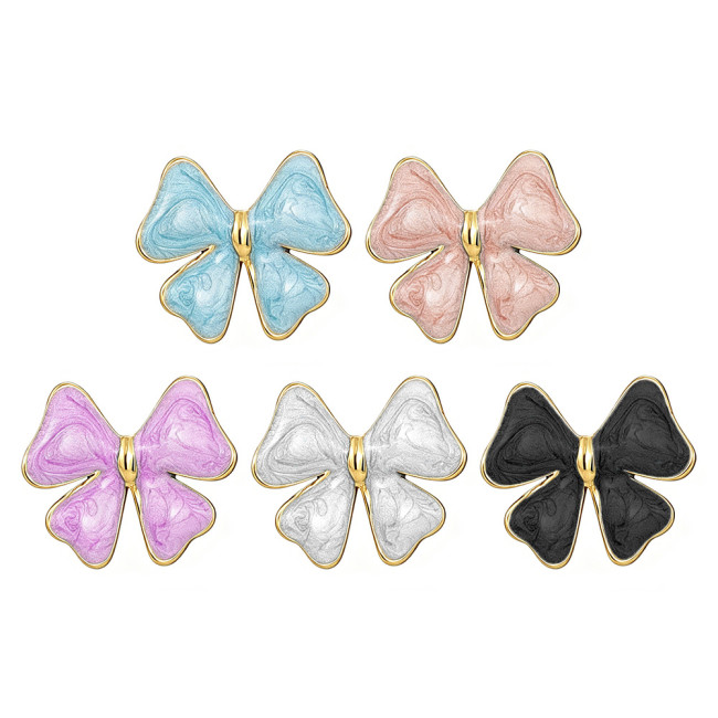 Bowknot earrings for women, simple and stylish resin earrings, NS style cross-border new stainless steel earrings