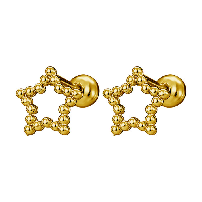 Titanium Steel Simple Ocean Style Earring Set, Unique Star-Shaped Shell Beaded Earrings, European and American Fashion Versatile Stud Earrings