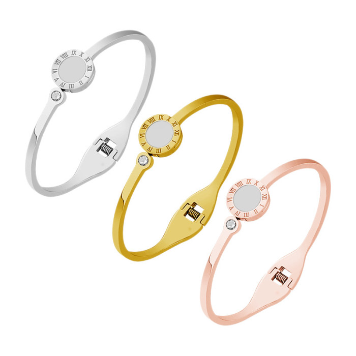 European and American fashion titanium steel bracelet for women, rose gold, simple and elegant, open bangle, non-fading, cross-border wholesale