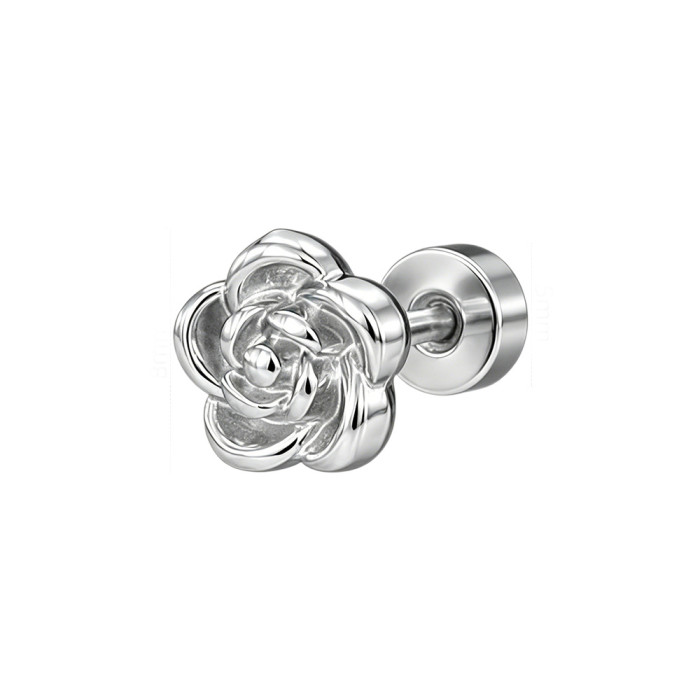 Titanium steel rose flower earrings for women, simple, fashionable, versatile, high-end earrings, stainless steel earrings with a niche design