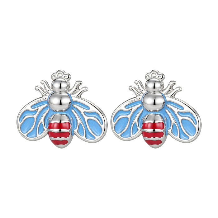 Fashionable retro bee pendant DIY jewelry accessories stainless steel oil-painted alloy pendant hot-selling cross-border