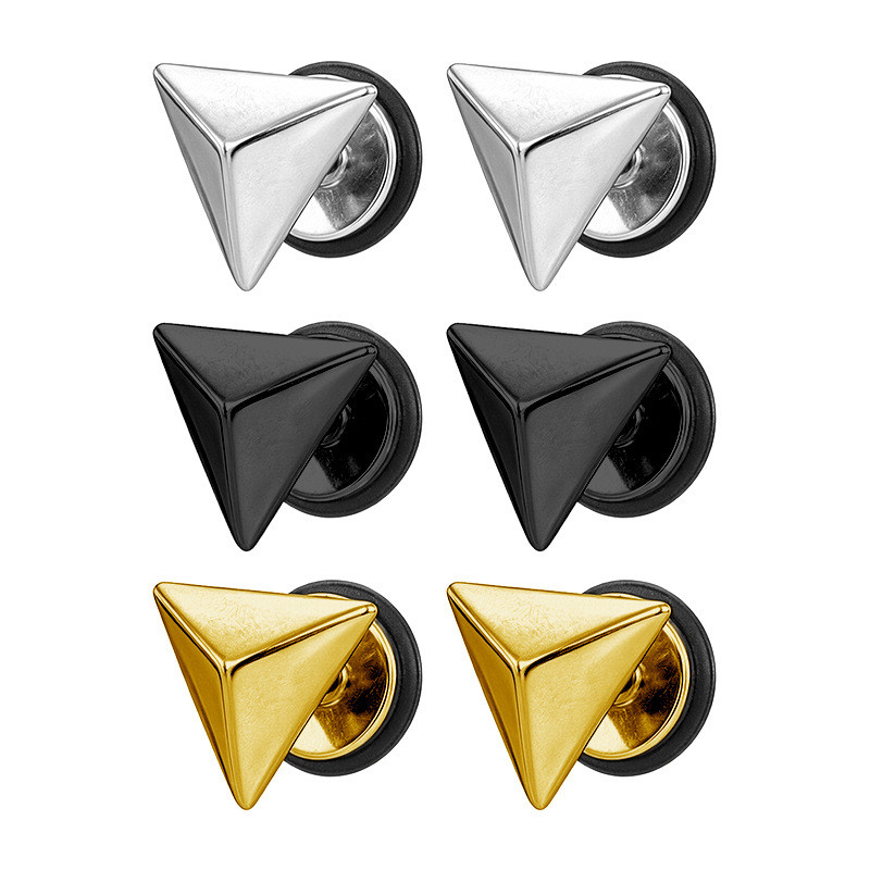 Popular European and American cross-border triangular earrings, titanium steel geometric simple fashion personalized unisex earrings
