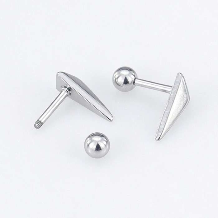 Titanium steel triangular cone earrings for men and women, trendy, cool, simple, personalized ear accessories, non-pierced magnetic ear clips, hip-hop style