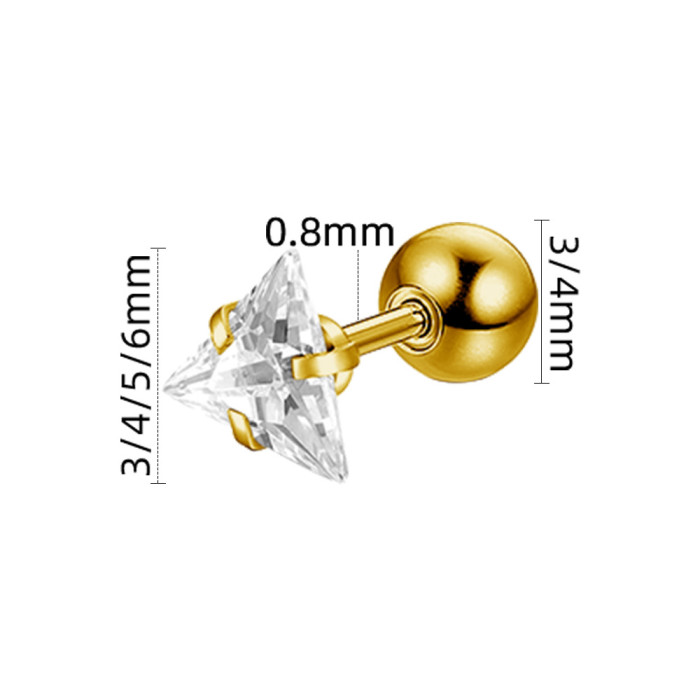 Titanium steel zircon triangle earrings for men and women, fashionable, simple, light luxury ear cuffs, cross-border bestseller, niche design earrings