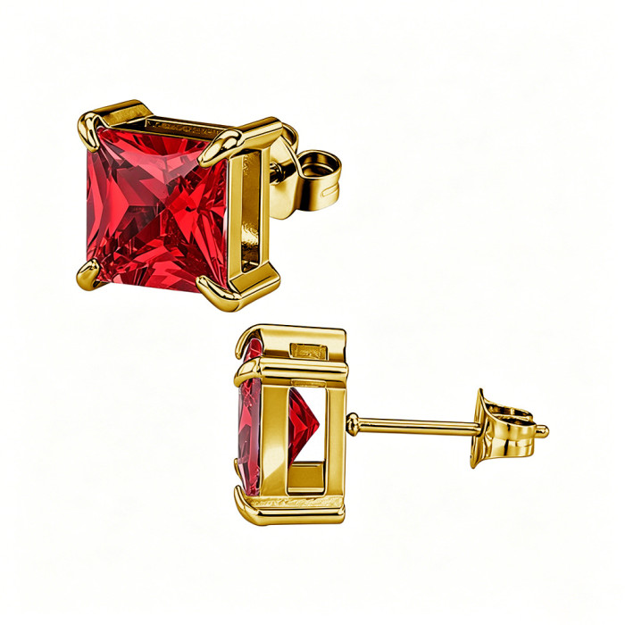 European and American style square zircon earrings, stainless steel earrings with colorful crystal decorations, women's earrings, wholesale from the source manufacturer
