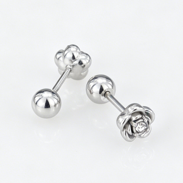 Diamond-studded rose flower earrings, light luxury fashion titanium steel earrings, high-end niche design, popular earrings