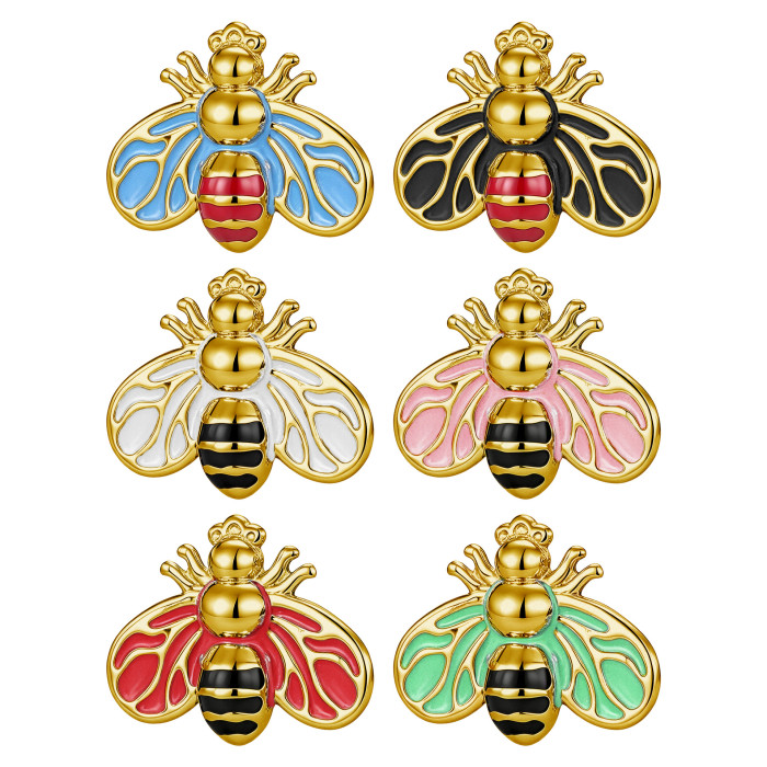 Fashionable retro bee pendant DIY jewelry accessories stainless steel oil-painted alloy pendant hot-selling cross-border