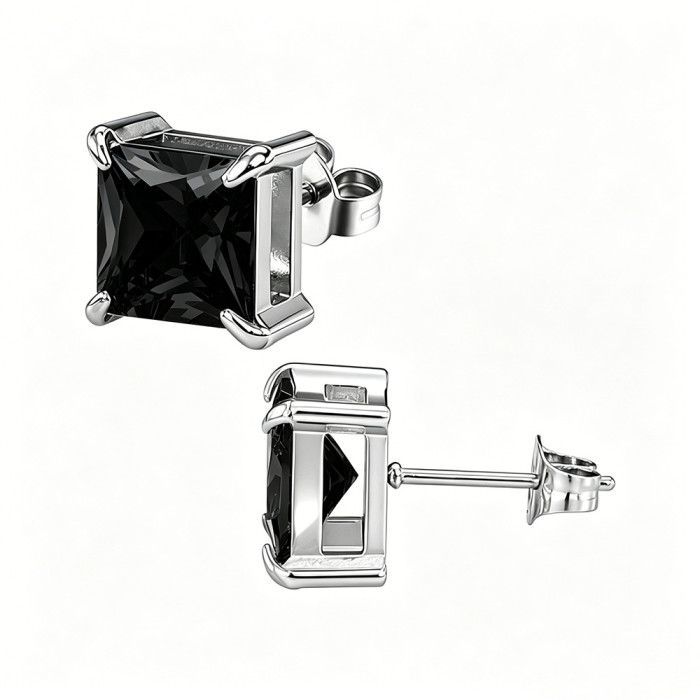 European and American style square zircon earrings, stainless steel earrings with colorful crystals, women's earrings, wholesale from the source manufacturer