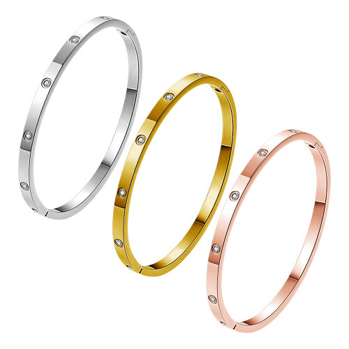Fashionable and simple titanium steel open bracelet for women in rose gold and silver, light luxury and high-end couple's bracelet, cross-border wholesale