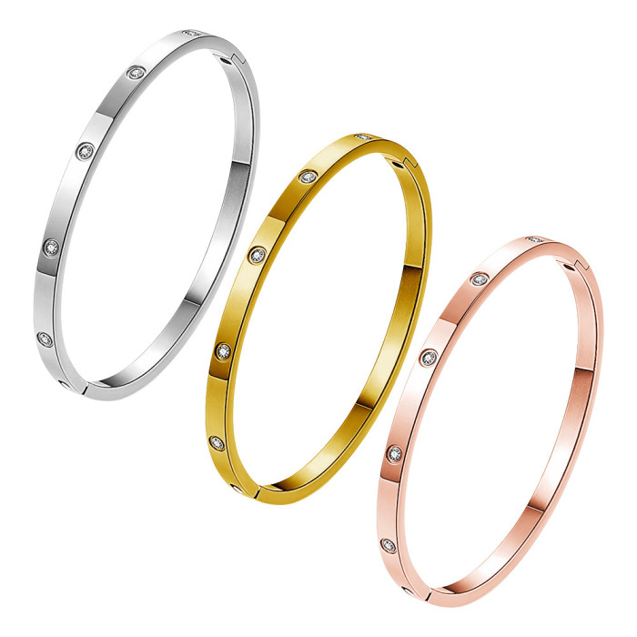 Fashionable and simple titanium steel open bracelet for women in rose gold and silver, light luxury and high-end couple's bracelet, cross-border wholesale
