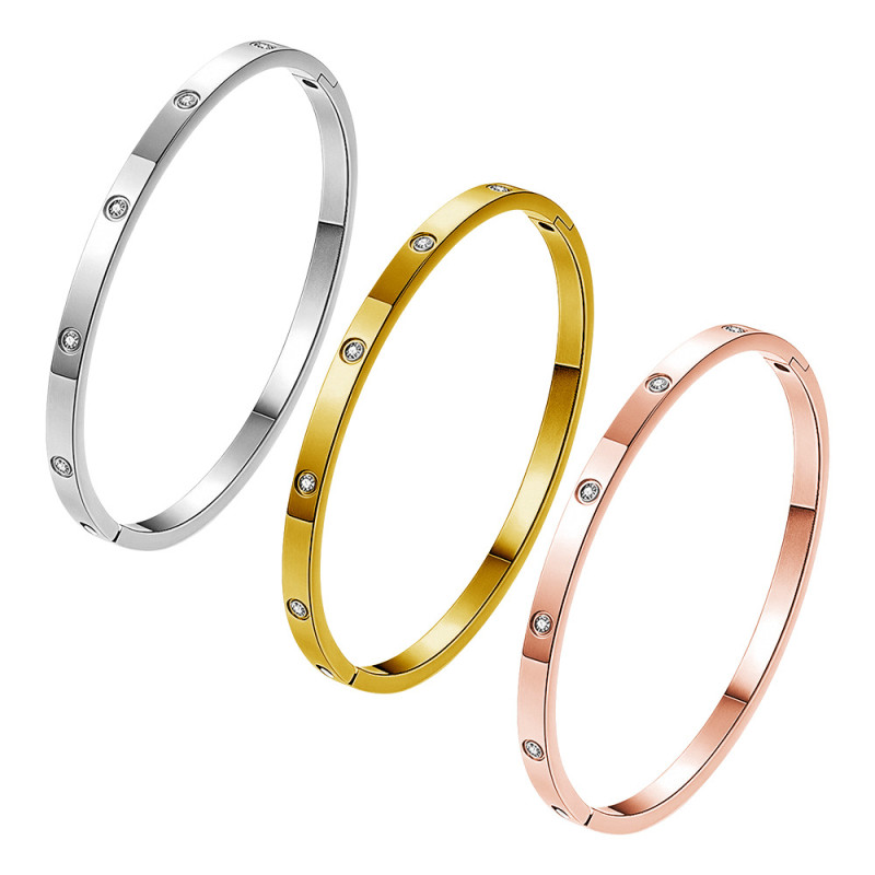 Fashionable and simple titanium steel open bracelet for women in rose gold and silver, light luxury and high-end couple's bracelet, cross-border wholesale