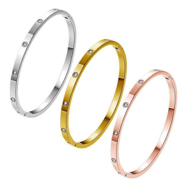 Fashionable and simple titanium steel open bracelet for women in rose gold and silver, light luxury and high-end couple's bracelet, cross-border wholesale