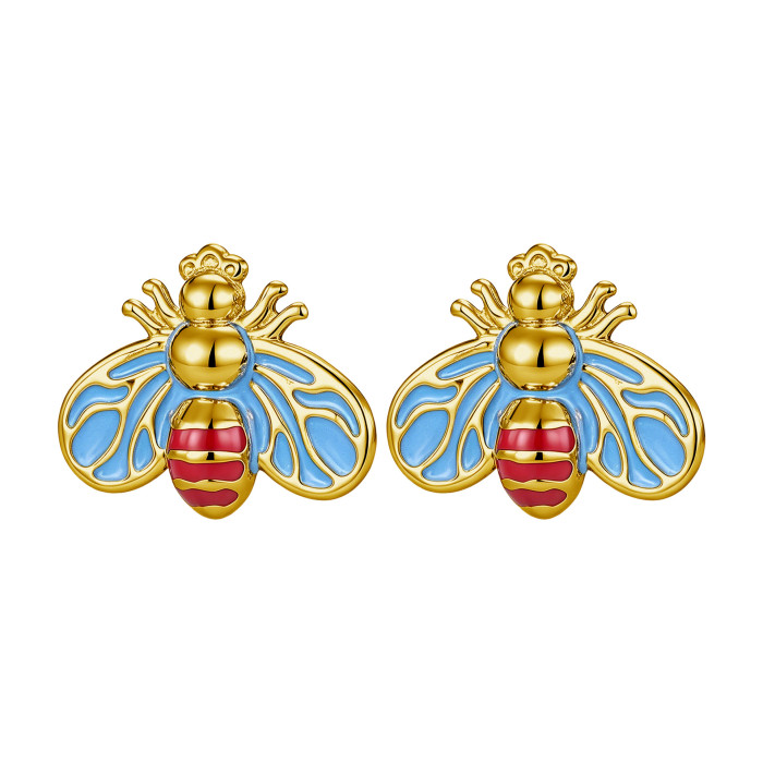Fashionable retro bee pendant DIY jewelry accessories stainless steel oil-painted alloy pendant hot-selling cross-border