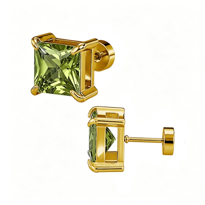 European and American cross-border best-selling four-prong square zirconia stud earrings, ear cuffs, double-layer zirconia elegant earrings, earring accessories manufacturer