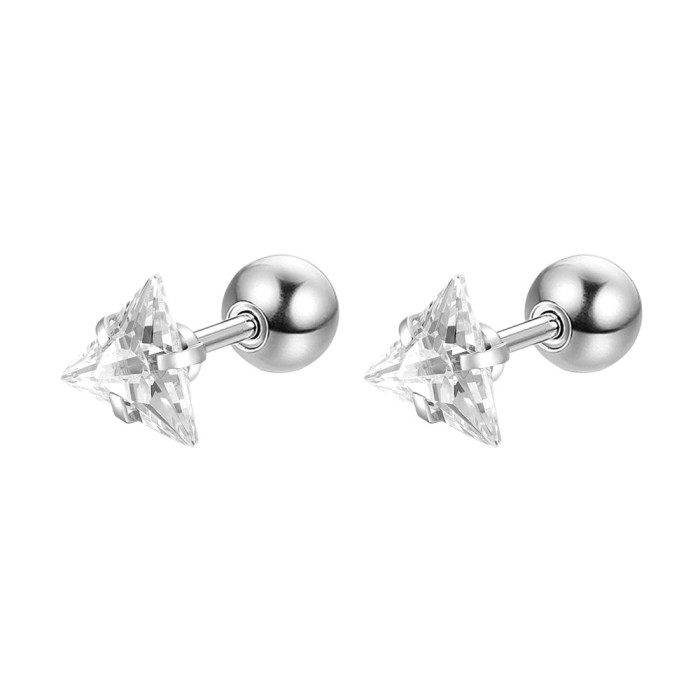 Titanium steel zircon triangle earrings for men and women, fashionable, simple, light luxury ear cuffs, cross-border bestseller, niche design earrings
