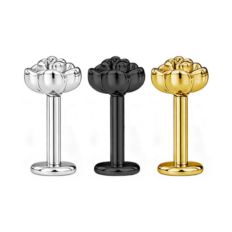 European and American cross-border rose titanium steel lip piercing, unisex stainless steel piercing jewelry, available in gold, silver, and black