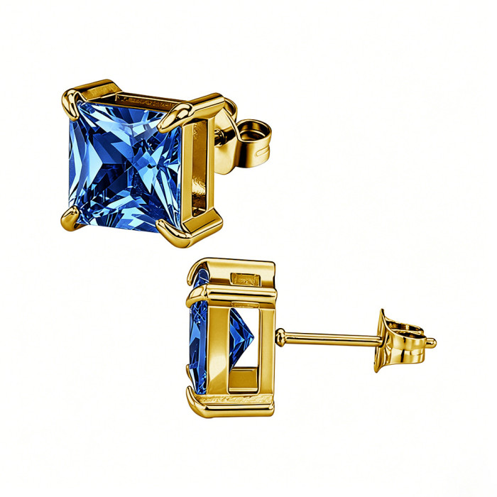European and American style square zircon earrings, stainless steel earrings with colorful crystal decorations, women's earrings, wholesale from the source manufacturer