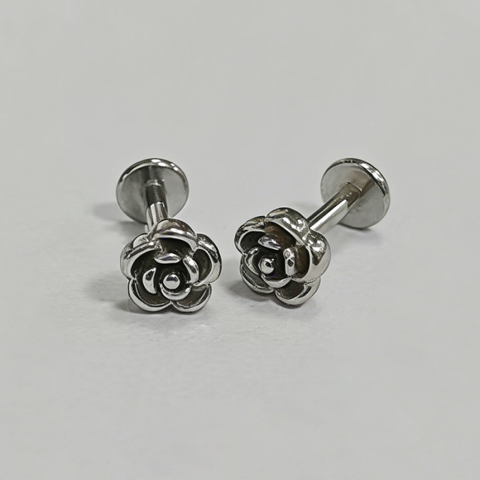European and American cross-border rose titanium steel lip piercing, unisex stainless steel piercing jewelry, available in gold, silver, and black