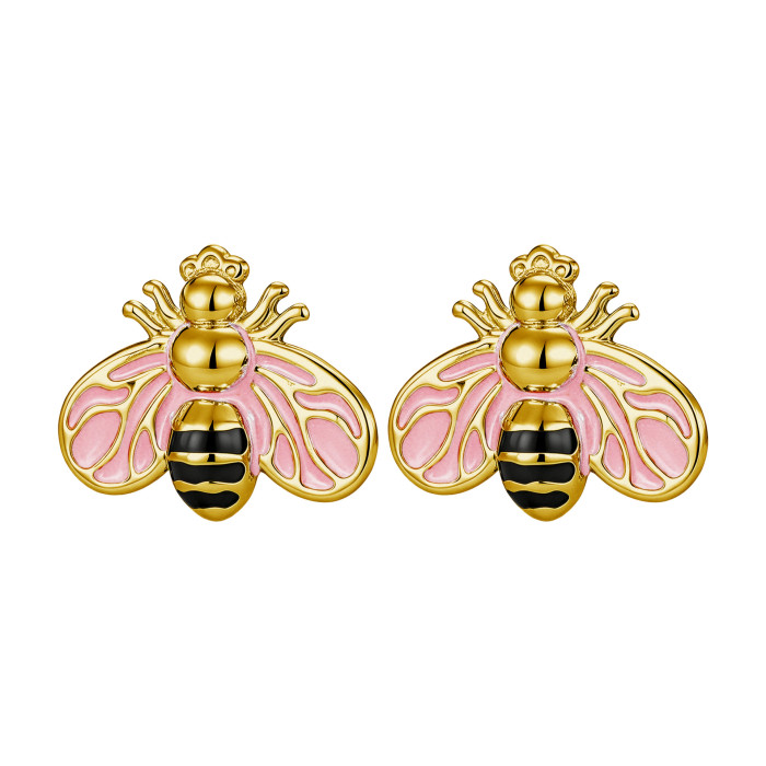 Fashionable retro bee pendant DIY jewelry accessories stainless steel oil-painted alloy pendant hot-selling cross-border