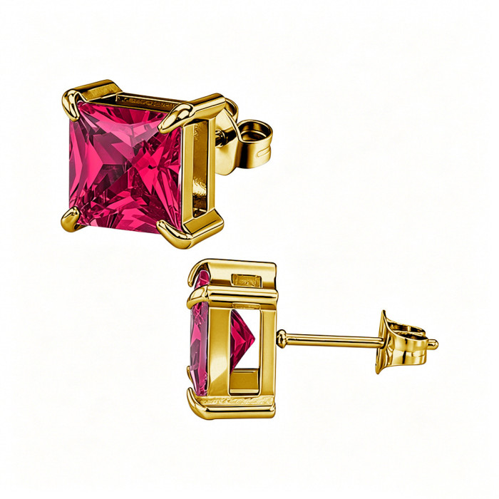 European and American style square zircon earrings, stainless steel earrings with colorful crystal decorations, women's earrings, wholesale from the source manufacturer